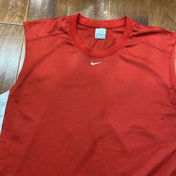 Nike Y2K Vintage Basketball Workout Mesh Sleeveless Shirt Red White Sz XL - Picture 2 of 7
